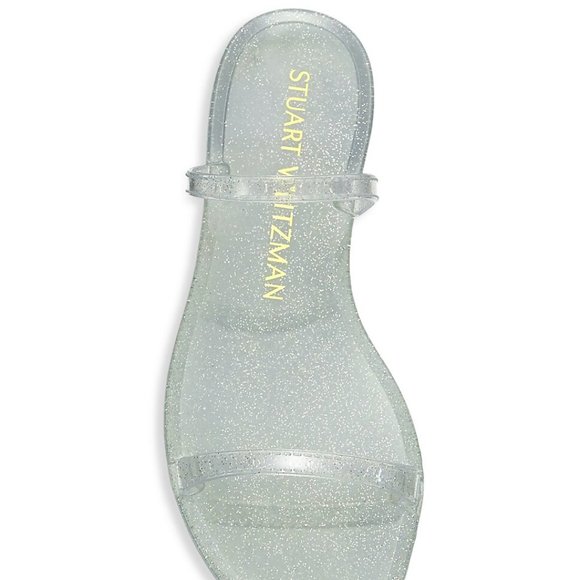 Stuart Weitzman Sawyer Glitter Jelly Slides in Silver, 10 - NEW - Picture 2 of 5